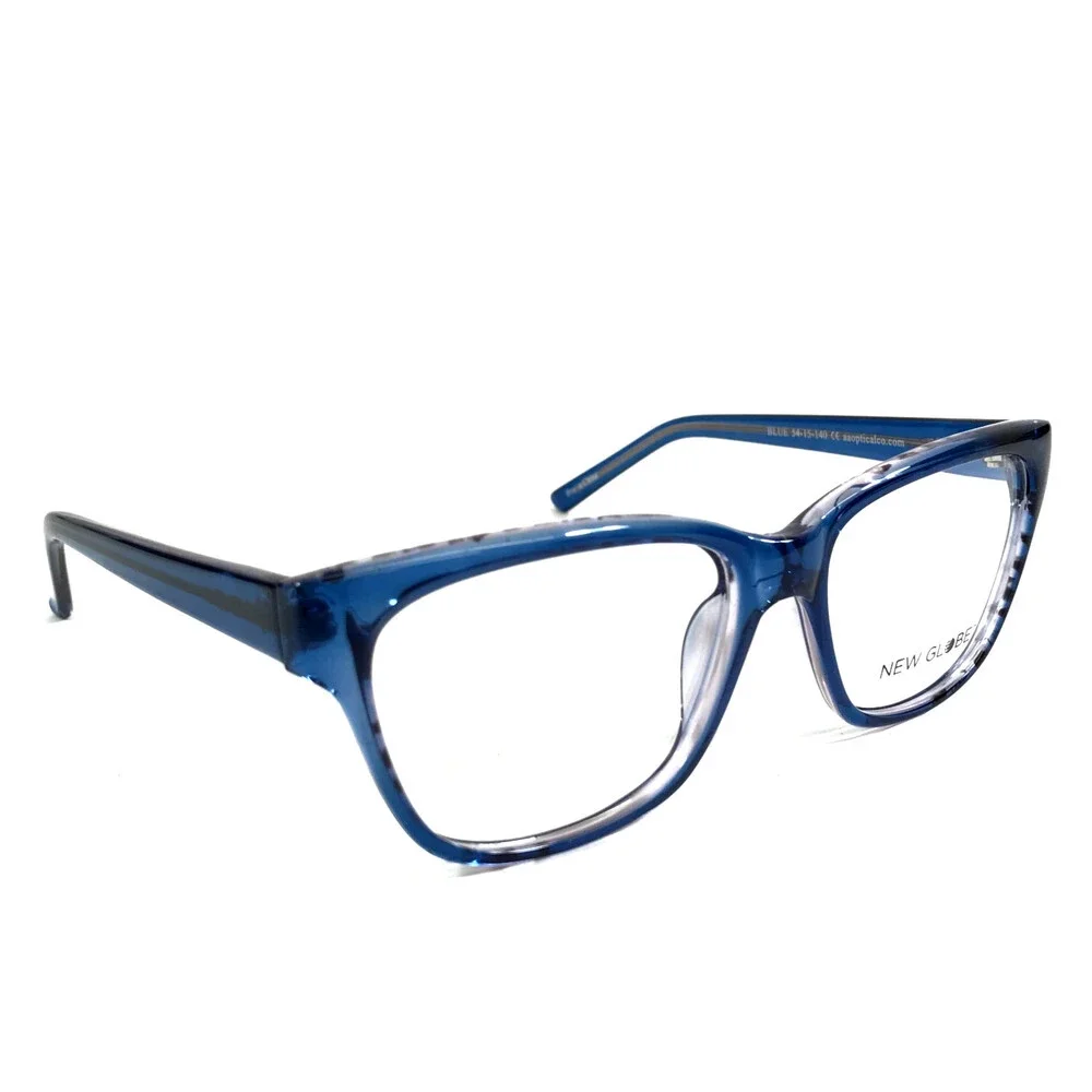 New Globe Eyeglasses Frames L4083 BLUE Transparent Cat Eye Full Rim 54-15-140